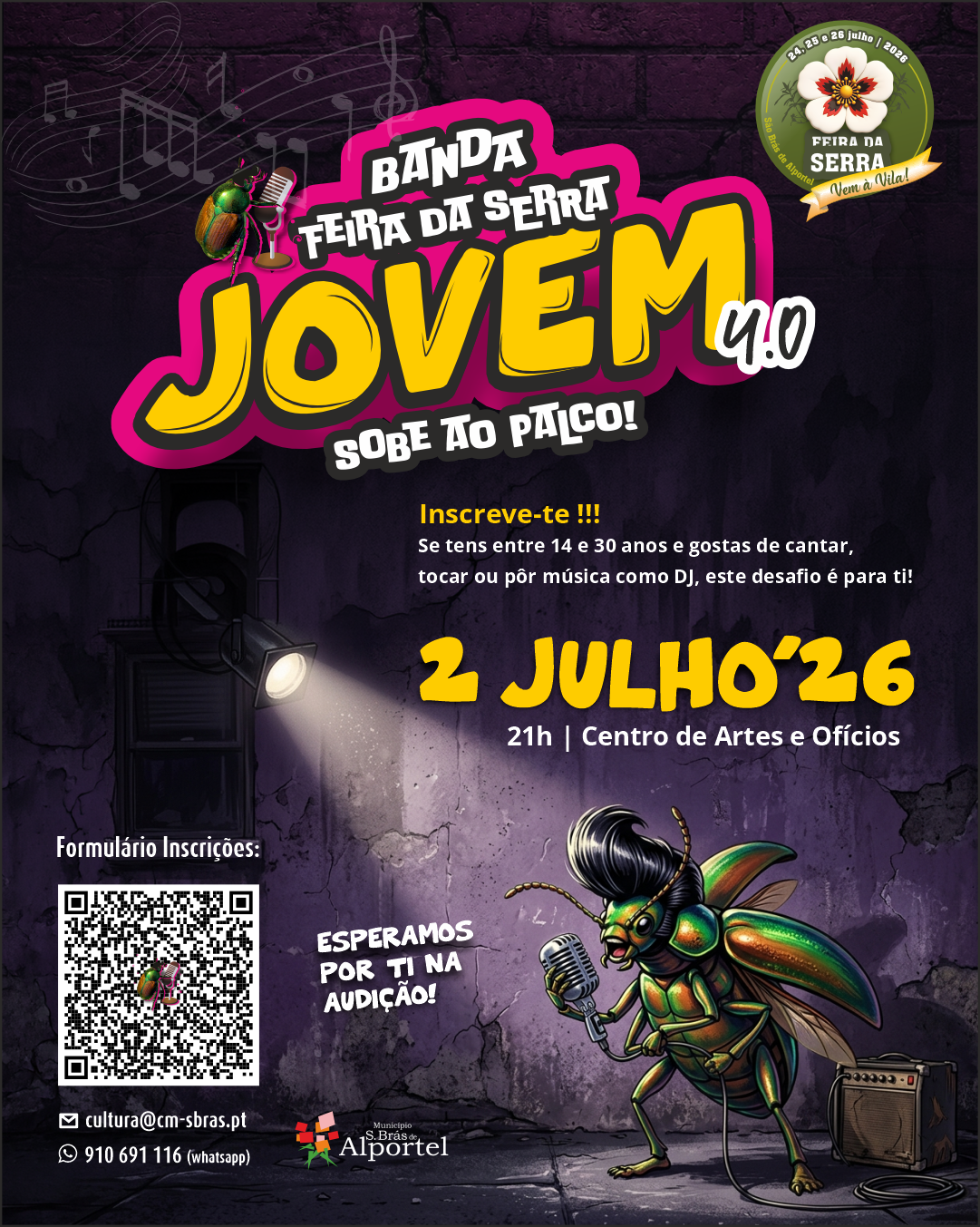Cartaz do casting para a Banda Jovem da Feira da Serra 2026
